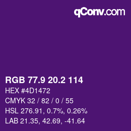 カラーコード: RGB 77.9 20.2 114 | qconv.com