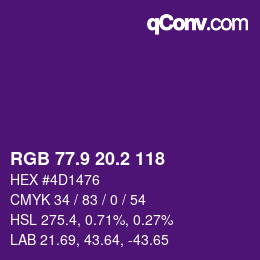 カラーコード: RGB 77.9 20.2 118 | qconv.com