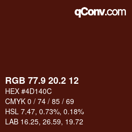 Color code: RGB 77.9 20.2 12 | qconv.com