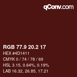 Color code: RGB 77.9 20.2 17 | qconv.com