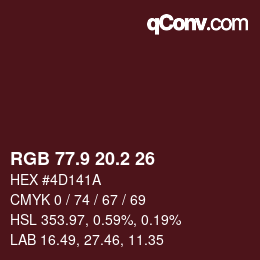 Color code: RGB 77.9 20.2 26 | qconv.com