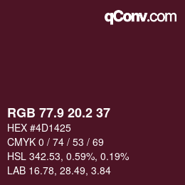 カラーコード: RGB 77.9 20.2 37 | qconv.com