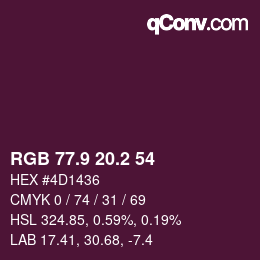 カラーコード: RGB 77.9 20.2 54 | qconv.com