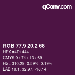 カラーコード: RGB 77.9 20.2 68 | qconv.com