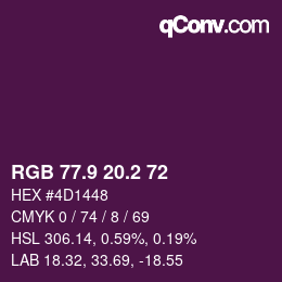 カラーコード: RGB 77.9 20.2 72 | qconv.com