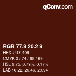 Color code: RGB 77.9 20.2 9 | qconv.com