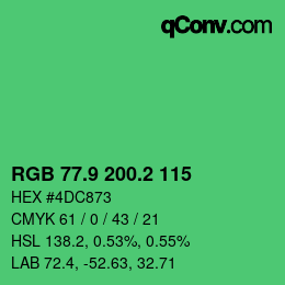 カラーコード: RGB 77.9 200.2 115 | qconv.com