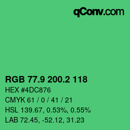 カラーコード: RGB 77.9 200.2 118 | qconv.com