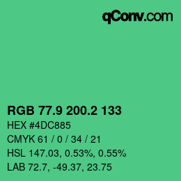 カラーコード: RGB 77.9 200.2 133 | qconv.com