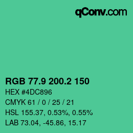 カラーコード: RGB 77.9 200.2 150 | qconv.com