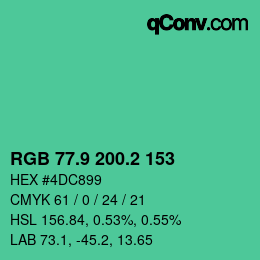 カラーコード: RGB 77.9 200.2 153 | qconv.com