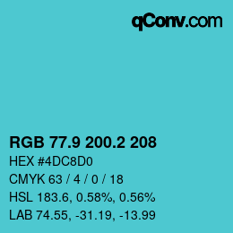 Color code: RGB 77.9 200.2 208 | qconv.com