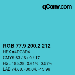 Color code: RGB 77.9 200.2 212 | qconv.com