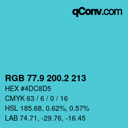 Color code: RGB 77.9 200.2 213 | qconv.com