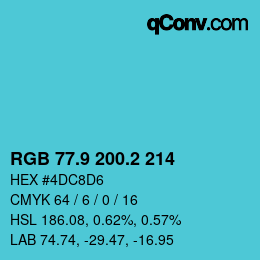 カラーコード: RGB 77.9 200.2 214 | qconv.com