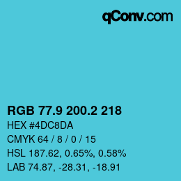Color code: RGB 77.9 200.2 218 | qconv.com