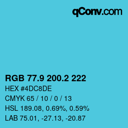 Color code: RGB 77.9 200.2 222 | qconv.com