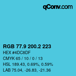 Color code: RGB 77.9 200.2 223 | qconv.com
