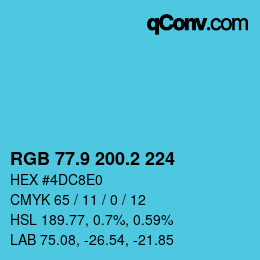 カラーコード: RGB 77.9 200.2 224 | qconv.com