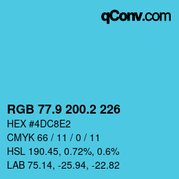カラーコード: RGB 77.9 200.2 226 | qconv.com