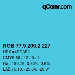 Color code: RGB 77.9 200.2 227 | qconv.com