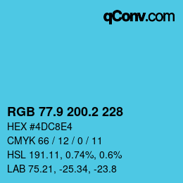 Color code: RGB 77.9 200.2 228 | qconv.com