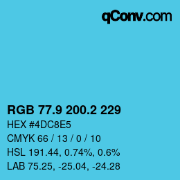 カラーコード: RGB 77.9 200.2 229 | qconv.com