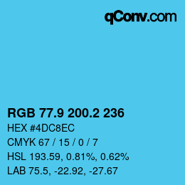 Color code: RGB 77.9 200.2 236 | qconv.com
