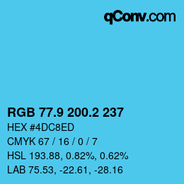 Color code: RGB 77.9 200.2 237 | qconv.com