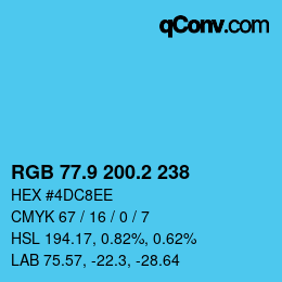 Color code: RGB 77.9 200.2 238 | qconv.com