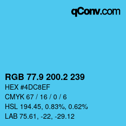 カラーコード: RGB 77.9 200.2 239 | qconv.com