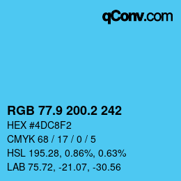 Color code: RGB 77.9 200.2 242 | qconv.com