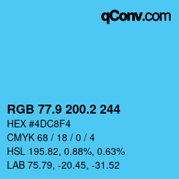 カラーコード: RGB 77.9 200.2 244 | qconv.com