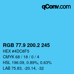 Color code: RGB 77.9 200.2 245 | qconv.com