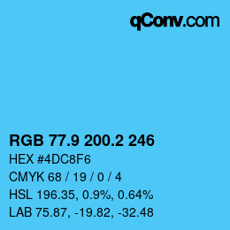 Color code: RGB 77.9 200.2 246 | qconv.com