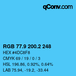 Color code: RGB 77.9 200.2 248 | qconv.com