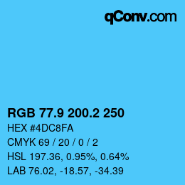Color code: RGB 77.9 200.2 250 | qconv.com
