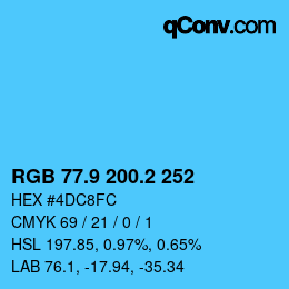 カラーコード: RGB 77.9 200.2 252 | qconv.com
