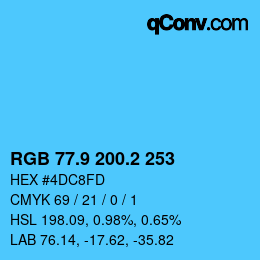 Color code: RGB 77.9 200.2 253 | qconv.com