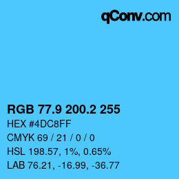 Color code: RGB 77.9 200.2 255 | qconv.com