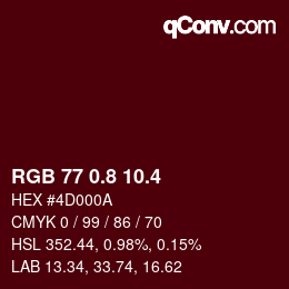 カラーコード: RGB 77 0.8 10.4 | qconv.com