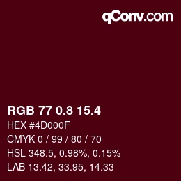 カラーコード: RGB 77 0.8 15.4 | qconv.com