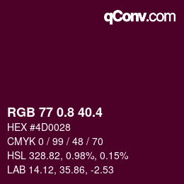 カラーコード: RGB 77 0.8 40.4 | qconv.com