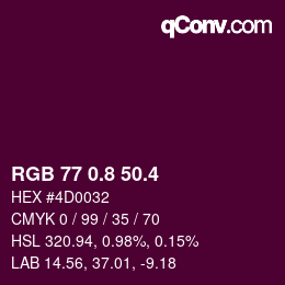 カラーコード: RGB 77 0.8 50.4 | qconv.com