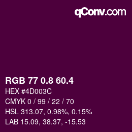 カラーコード: RGB 77 0.8 60.4 | qconv.com