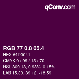 カラーコード: RGB 77 0.8 65.4 | qconv.com