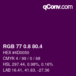 カラーコード: RGB 77 0.8 80.4 | qconv.com