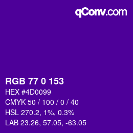 Color code: RGB 77 0 153 | qconv.com