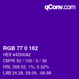 Color code: RGB 77 0 162 | qconv.com