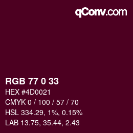 Color code: RGB 77 0 33 | qconv.com